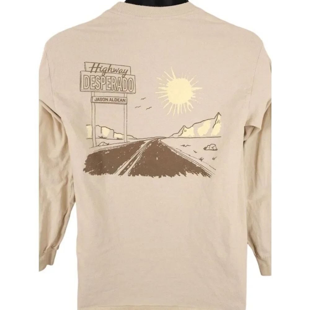 Jason Aldean T Shirt Mens Size Small Beige Highway Desperado Las Vegas Bar